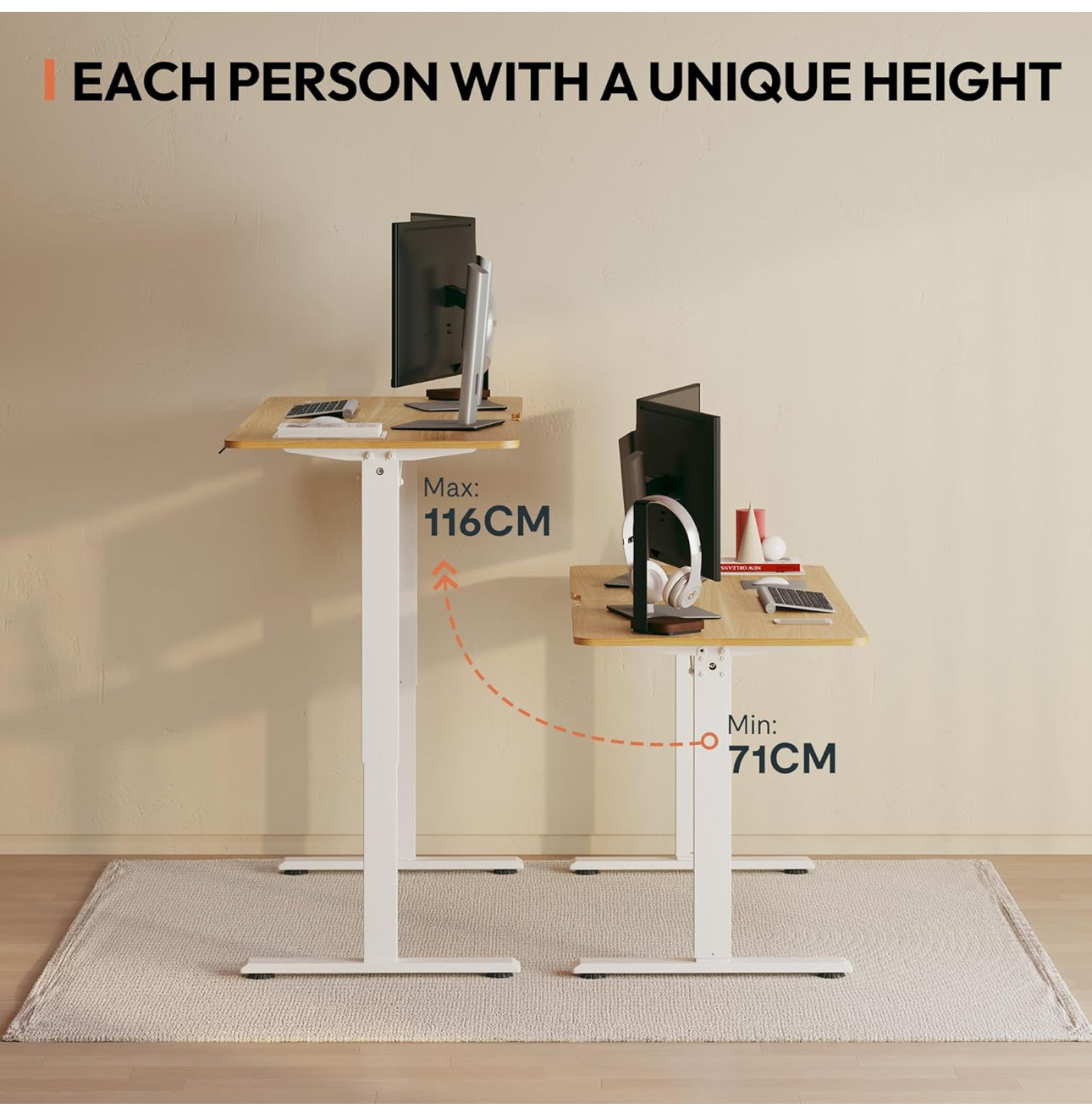 160 × 75 Electric Standing Desk Height Adjustable