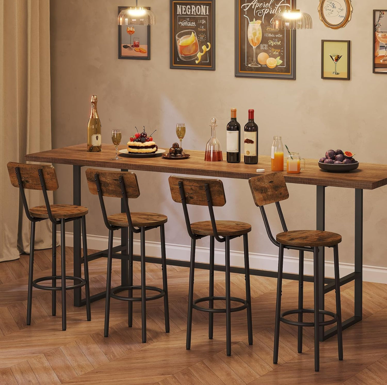 Bar Stools Set of 2, Breakfast Bar Stools
