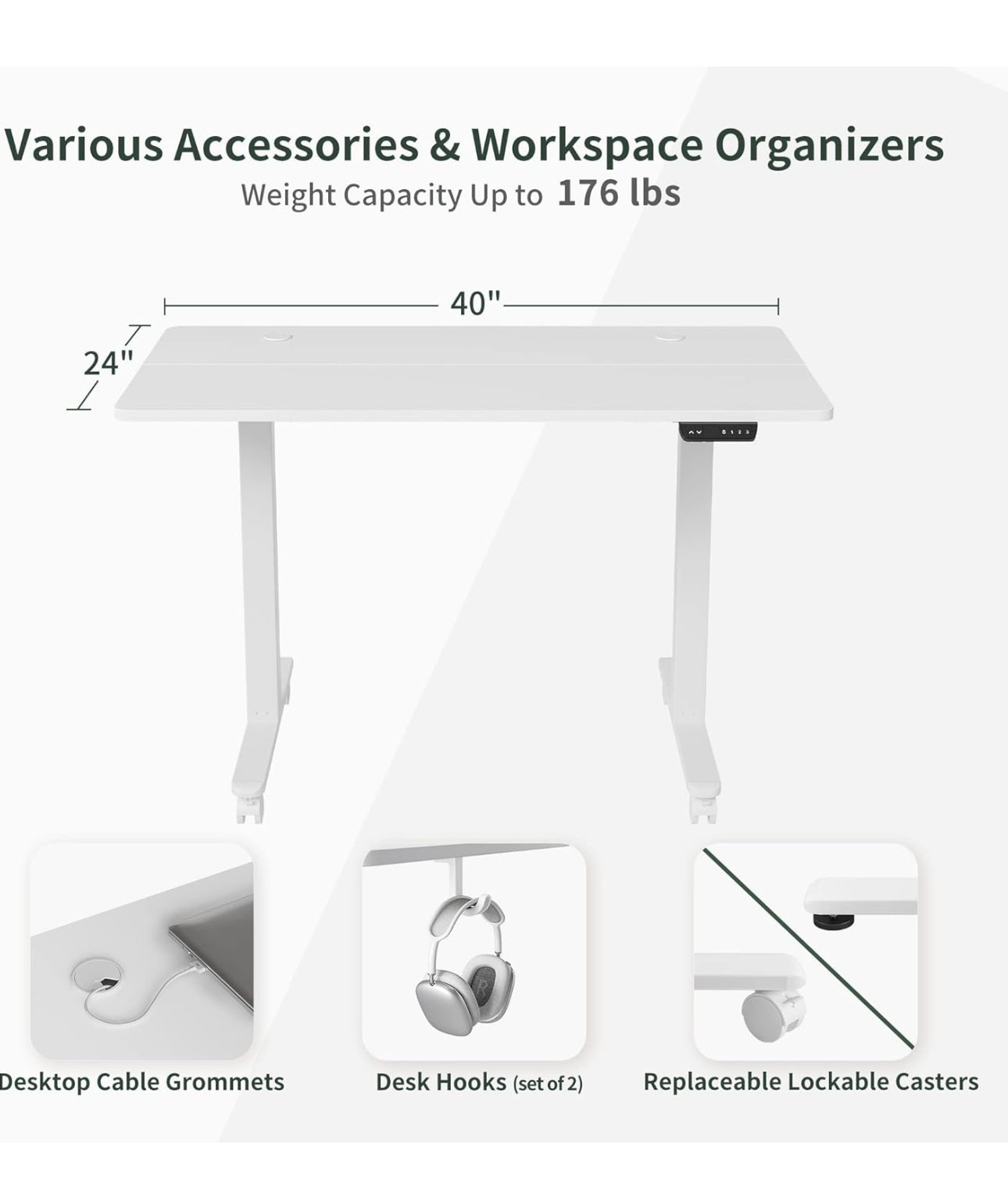 Height Adjustable Electric , 100 x 60 cm desk