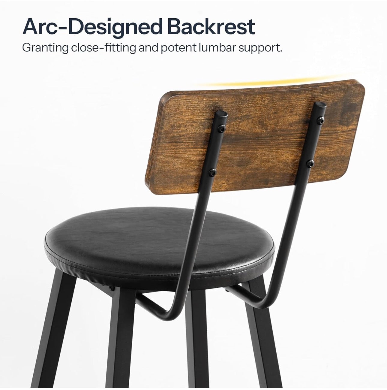 Bar Stools Set of 4, PU Upholstered Bar Chairs wit