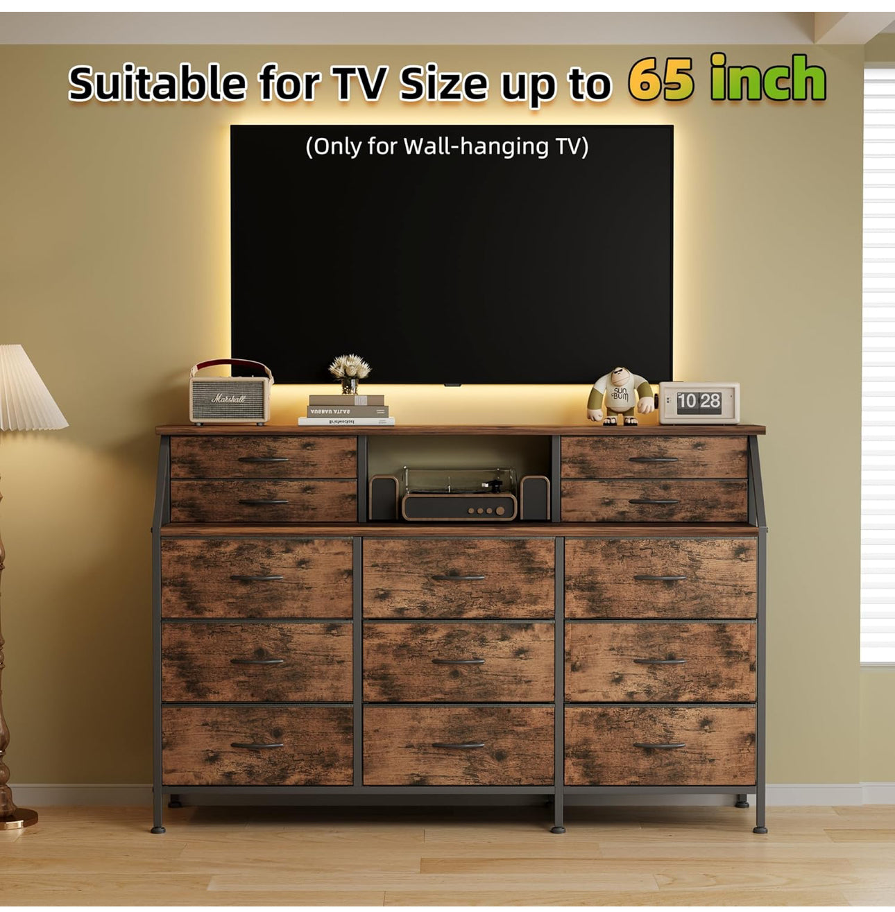 Dresser for Bedroom with 13 Drawers, 55” Wide Chest of Drawers