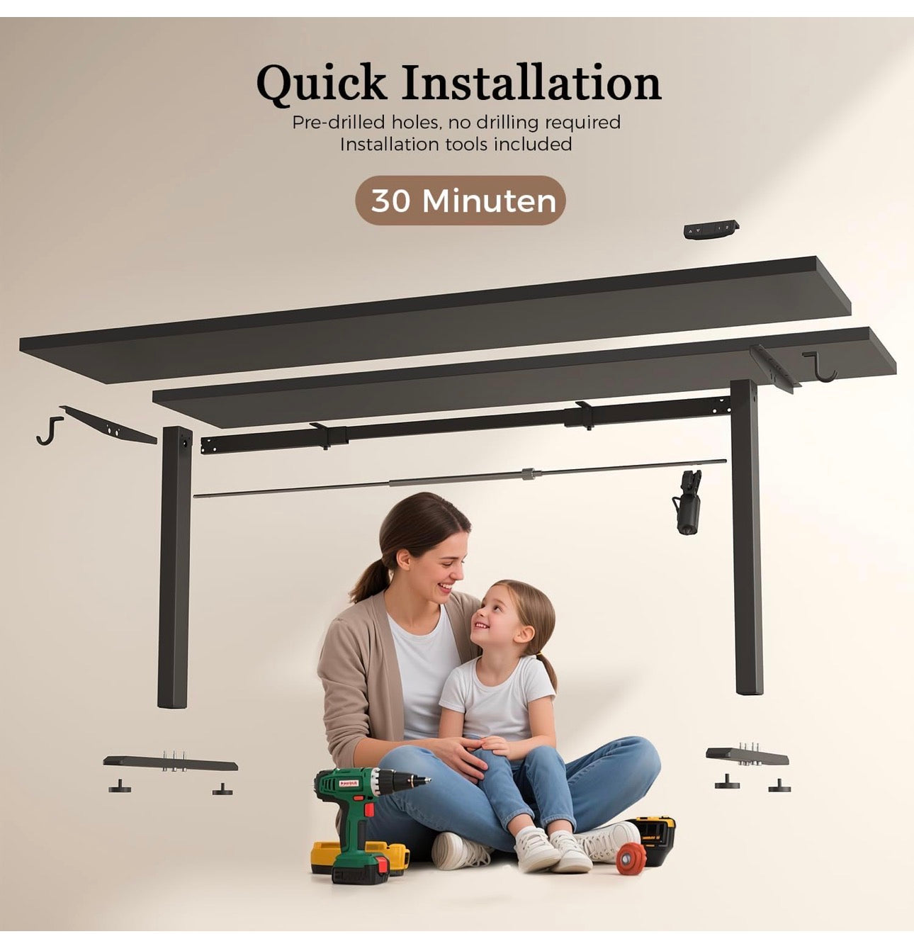 Height-Adjustable Desk, Electric Sit-Stand Office Desk,