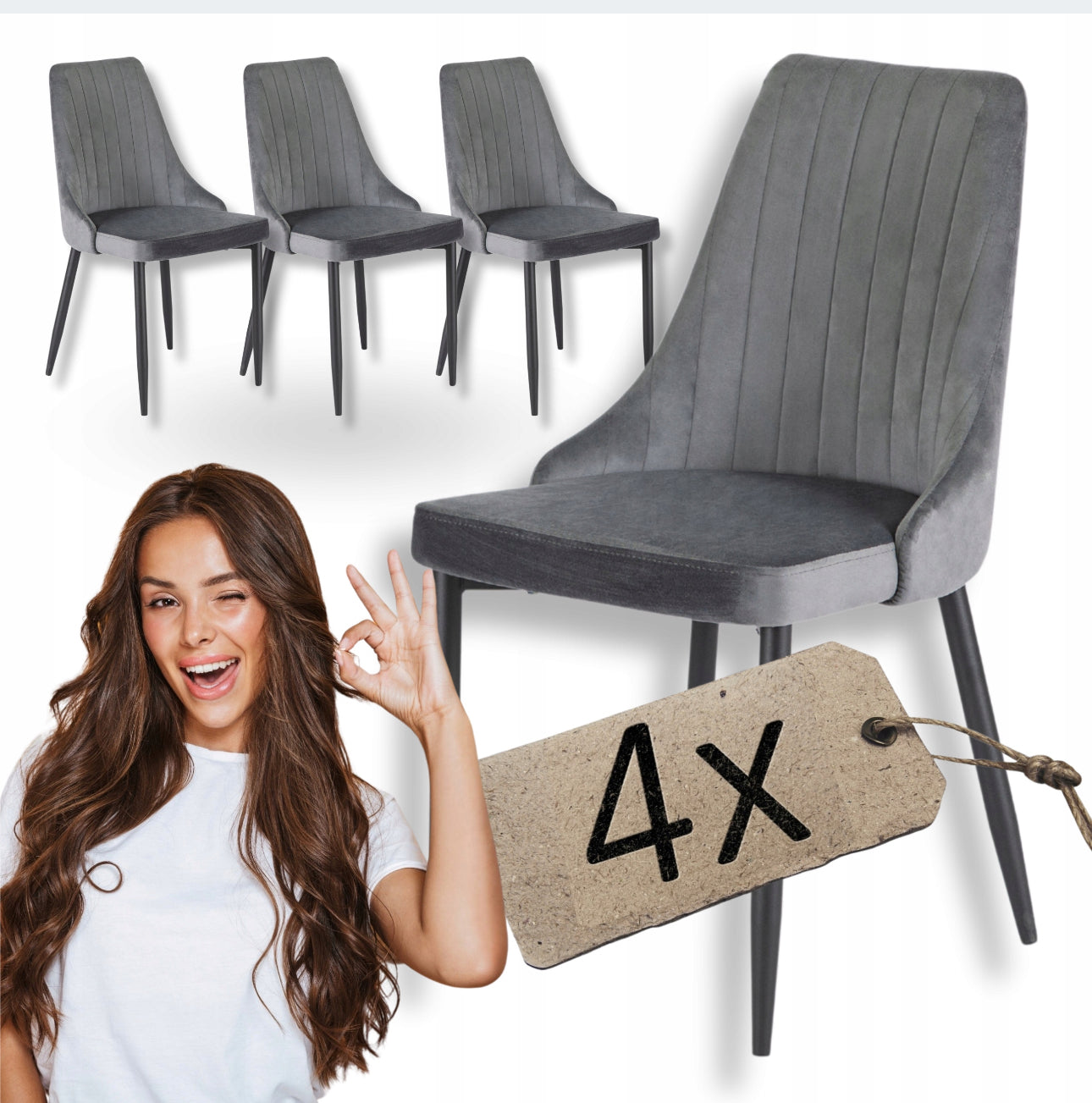 Set of 4 velvet chairs