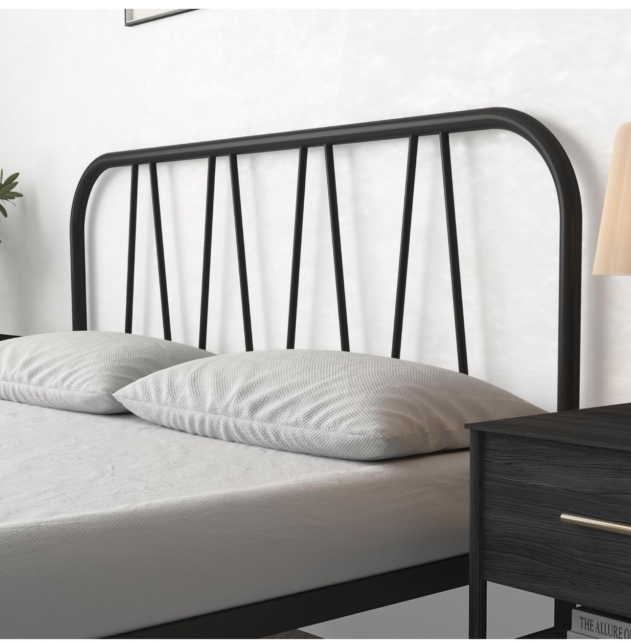 Double Bed Frame, Solid Metal Bed Frame, Modern Platform Bed with High Headboard & Footboard