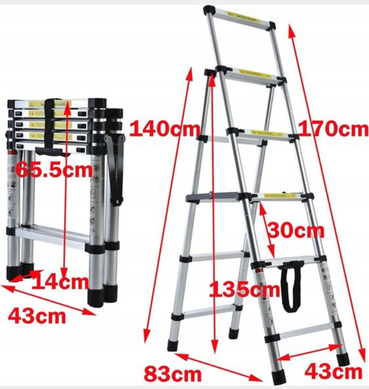 Ladder  1,7 m aluminum up to 150 kg