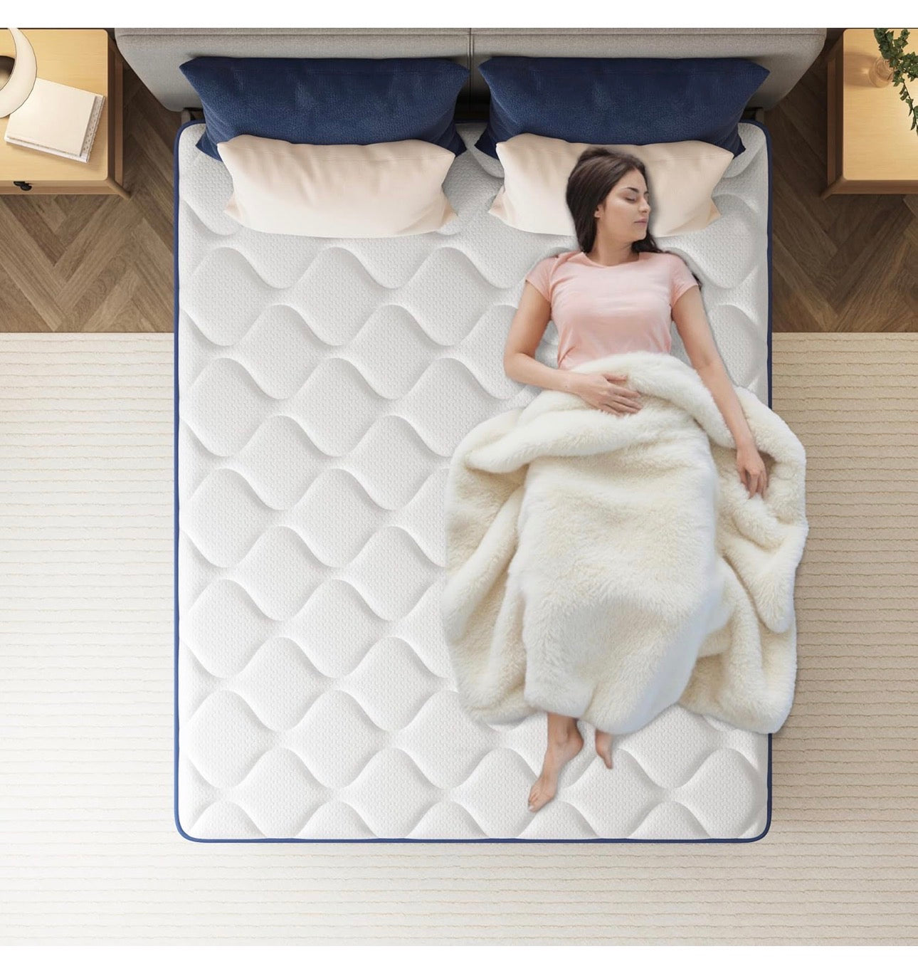 4FT6 Double Mattresses – 25cm Medium Firm Support, Pressure Relief, Breathable Cover, Motion Isolation, OEKO-TEX® Certified, 135x190cm– Pocket Spring