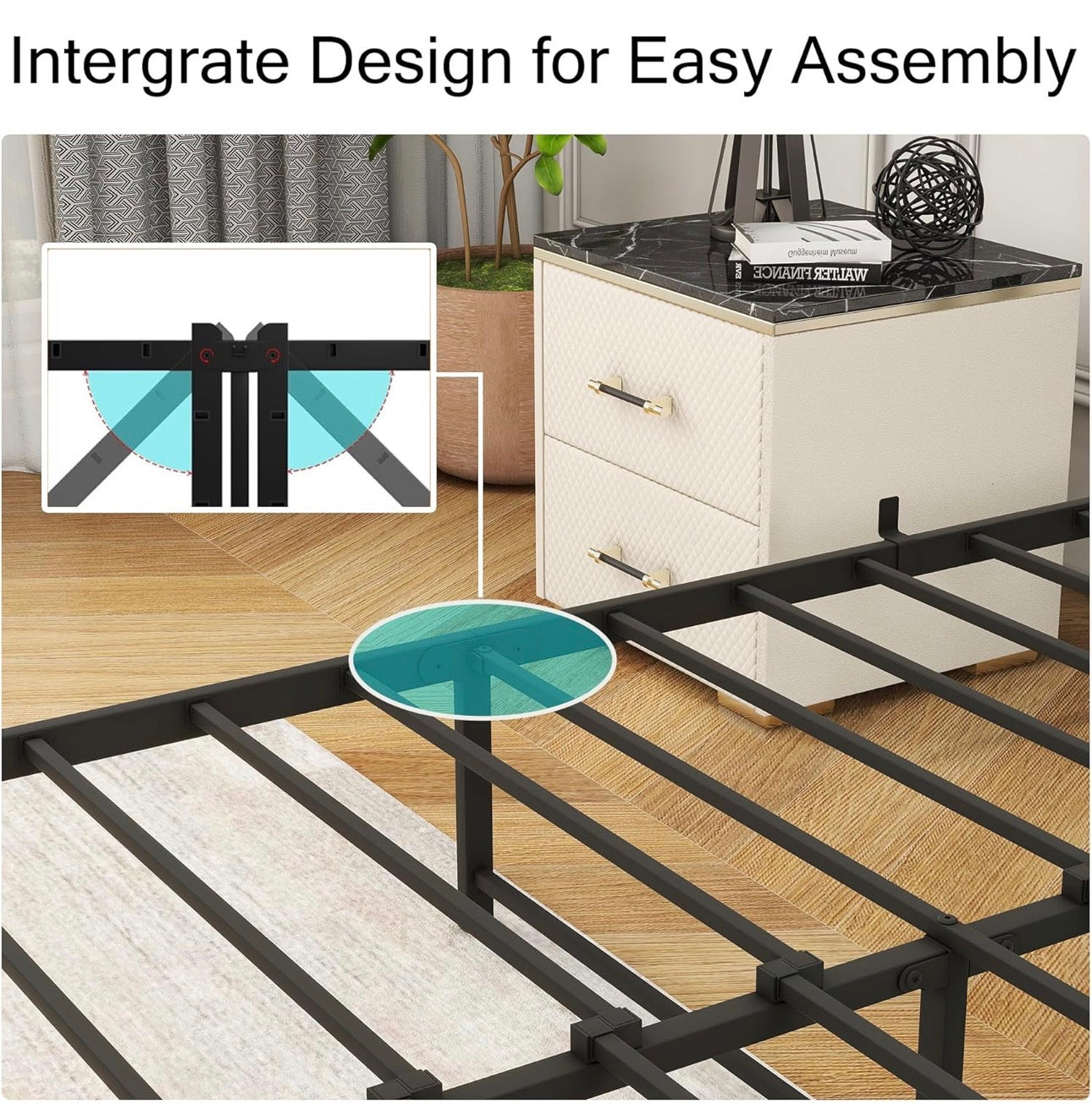 3ft Single Bed Frame with LED Lights Storage Upholstered Headboard and Charging Station