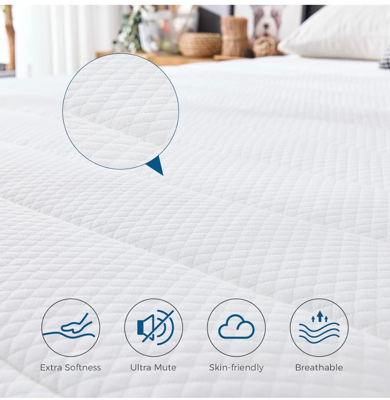 Double Memory Foam Sprung Mattress 10.6 Inch,4FT6 Spring Mattress with Innovative Memory Foam