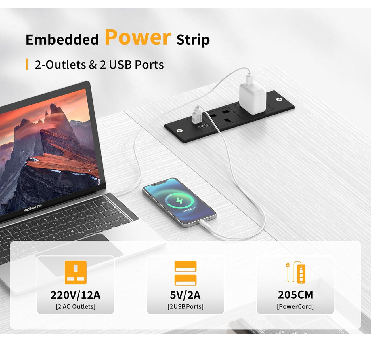 L Shaped Computer Desk with Power Outlet