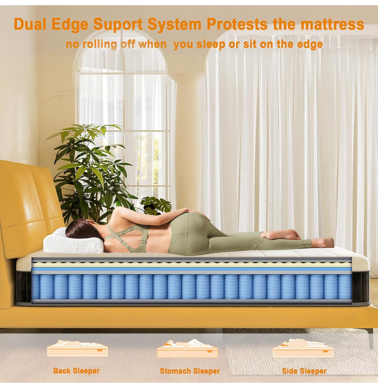 4FT Small Double Mattress 120x190cm – 25cm Thick Pocket Sprung, Firmness H3 & H4, 7-Zone Back Support, OEKO-TEX® Certified, Breathable Cover for Side & Back Sleepers