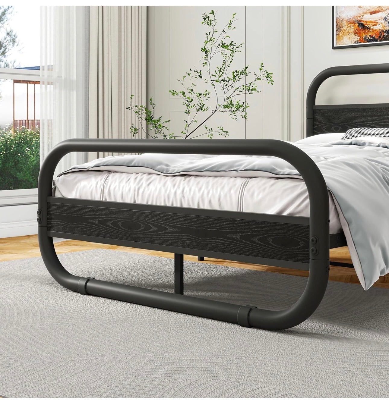 King Size Bed Frame with Headboard,150x200 Oval-Shaped