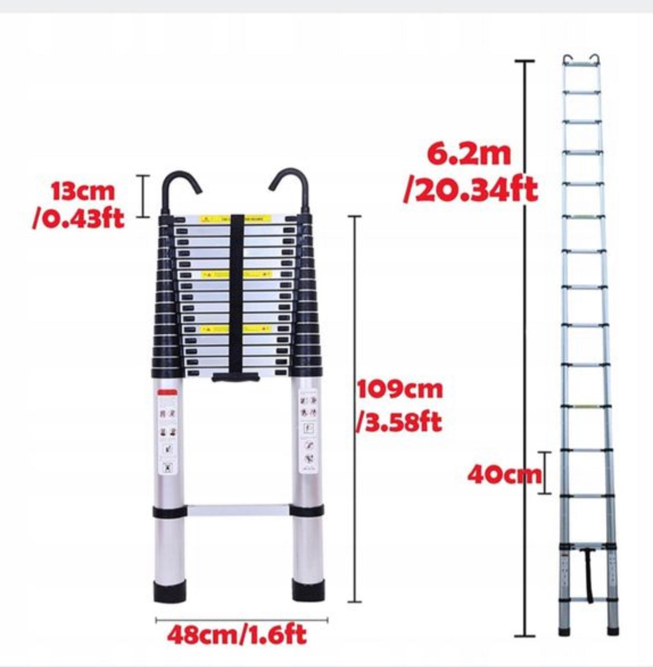 ladder  6,2 m aluminum up to 150 kg