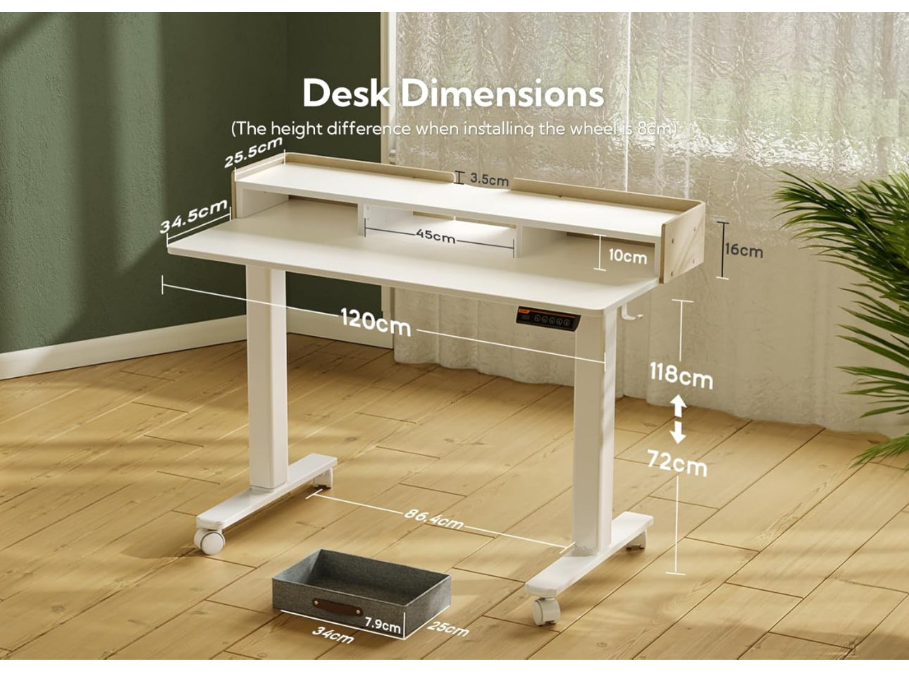 Electric Standing Desk with Drawers