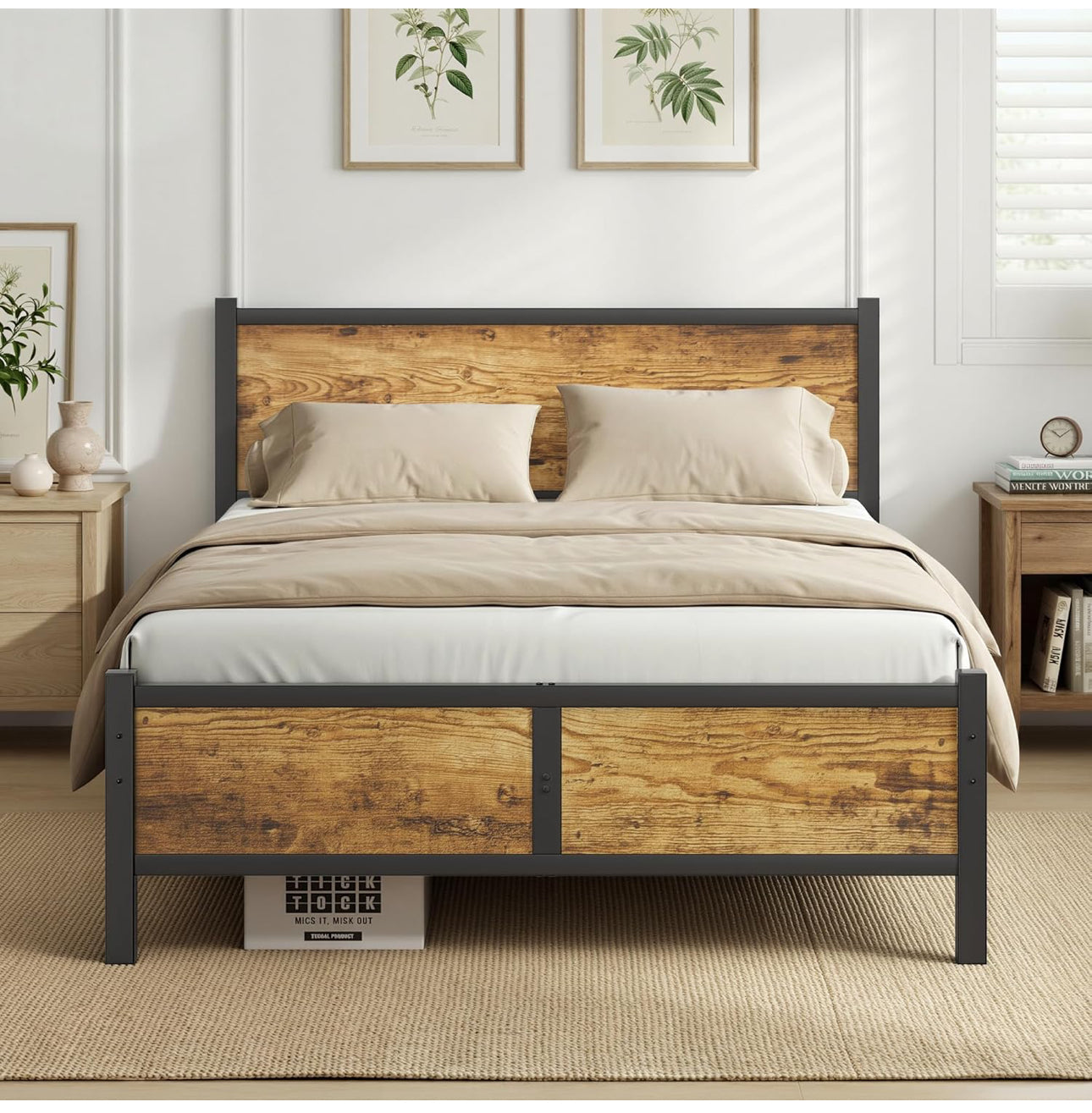 4ft6 Double Bed Frame with Headboard