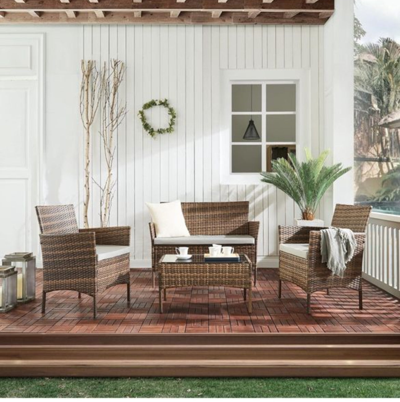 Rattan Garden Outdoor Furniture Set 4 Seaters
