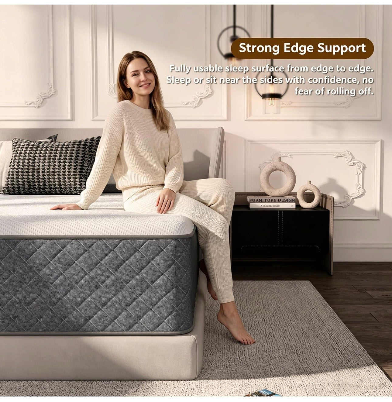 12 Inch King Size Mattress Medium Firm, OEKO-TEX Certified Hybrid King Bed Mattresses, 7-Zone Memory Foam Mattress with Pocket Sprung for Body Support & Pressure Relief - 150x200x30cm