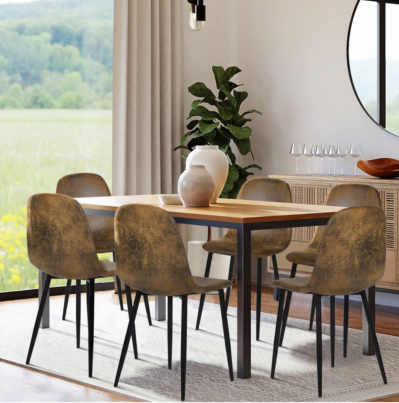 Set of 6 Suede Dining Chairs Soft Chairs Upholster