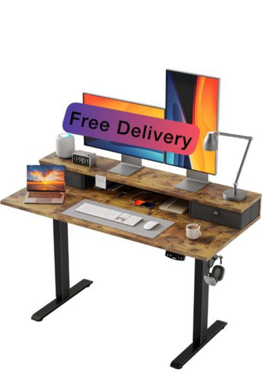 Electric Adjustable Height Desk with 2 Drawers