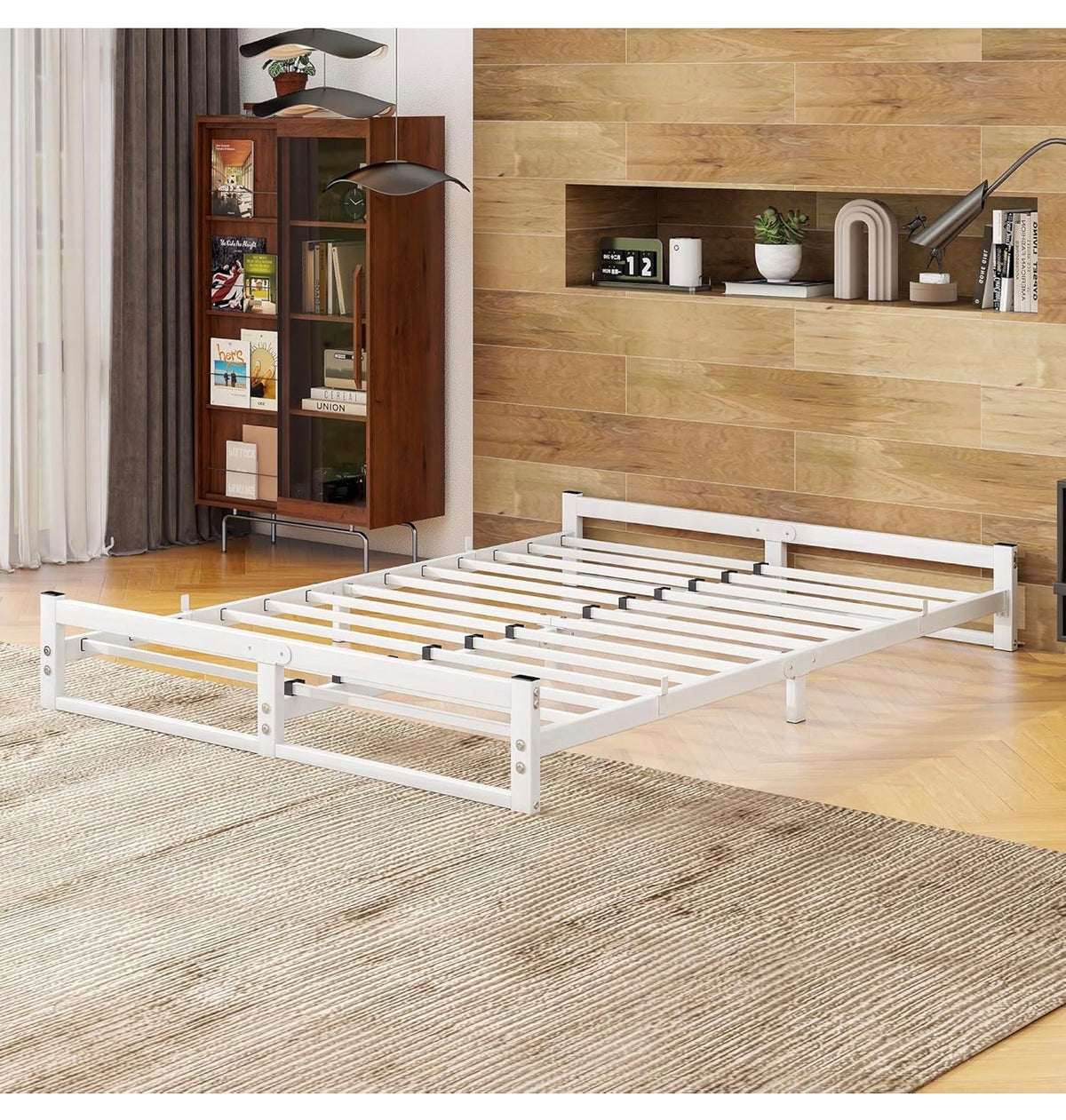 King Size Bed Frame,Metal Platform Low Bed Frame King Size,White
Bed Base with Heavy Duty Steel Slats,5ft Floor BedKing Beds,Mattress Foundation,No Box Spring Needed,Noise Free,Easy Assembly