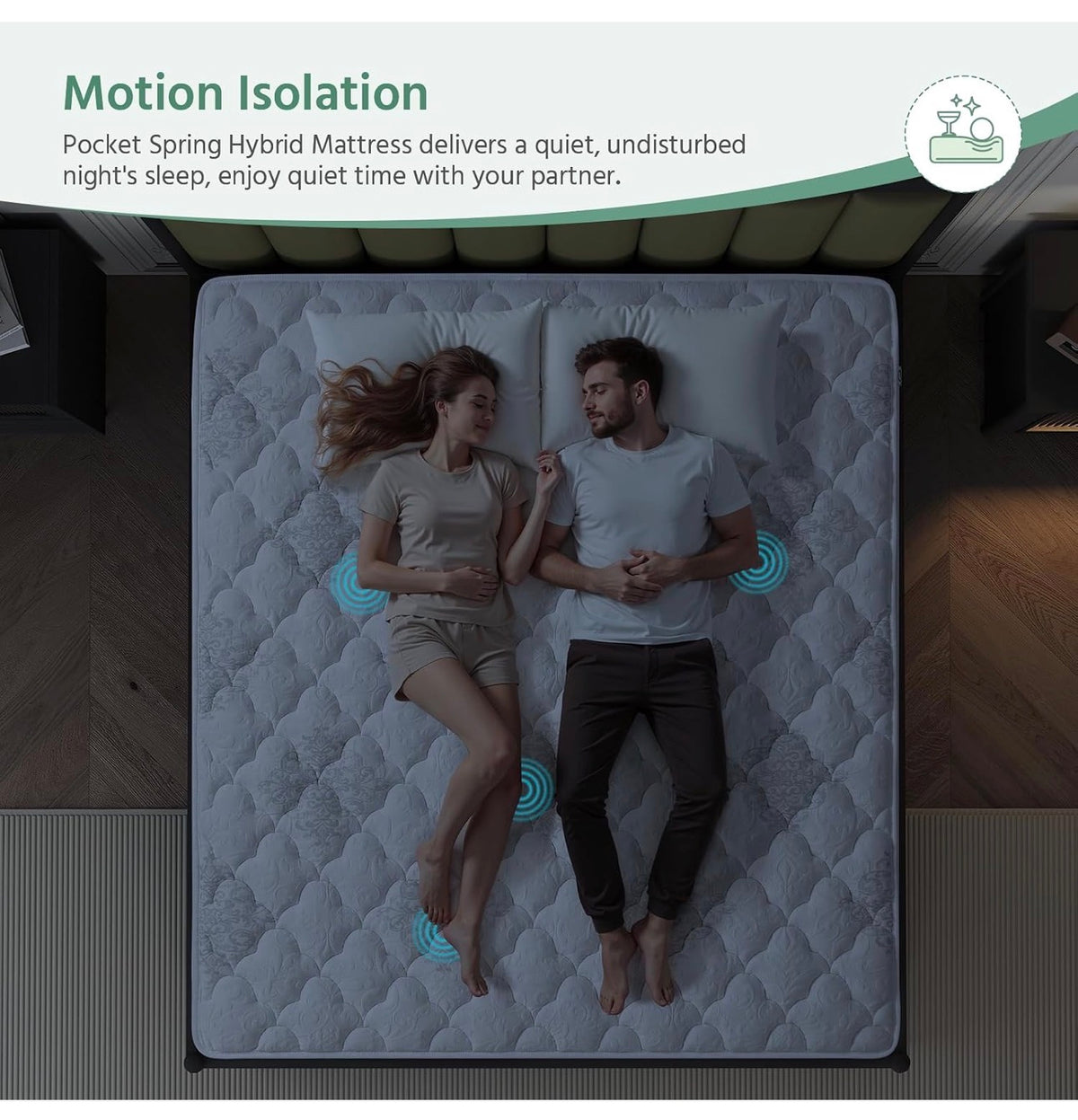 Single Mattress, 11 IN Hybrid Pocket Sprung Cooling Mattress
vintage knit anti-pilling fabric, 7-zone pocket springs for quiet sleeping, Pressure relief & wave breathable foam 90x190x28
