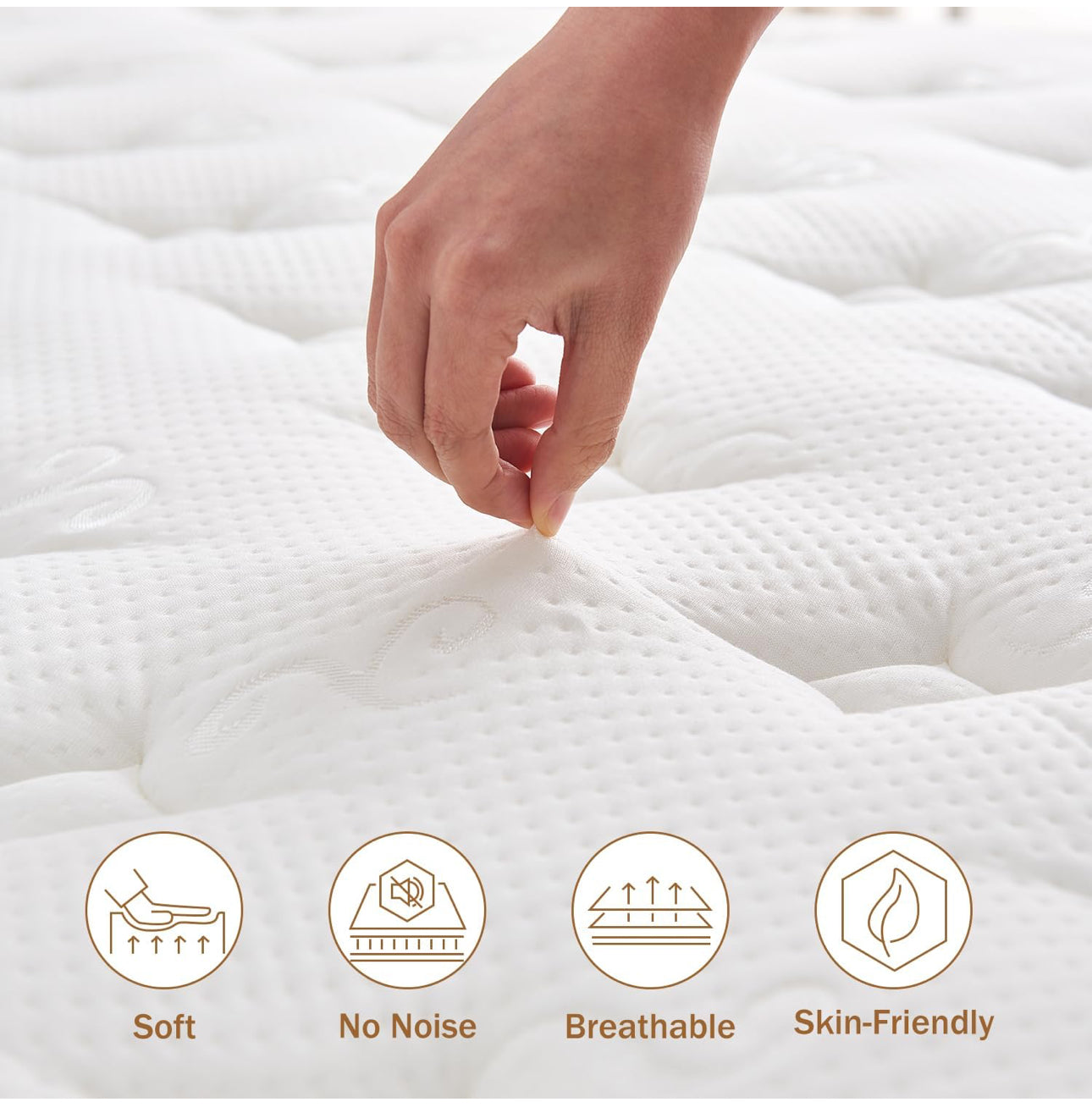 5FT King Size Mattress, 10.2 INCH King Memory Foam Sprung Mattress Medium Firm
