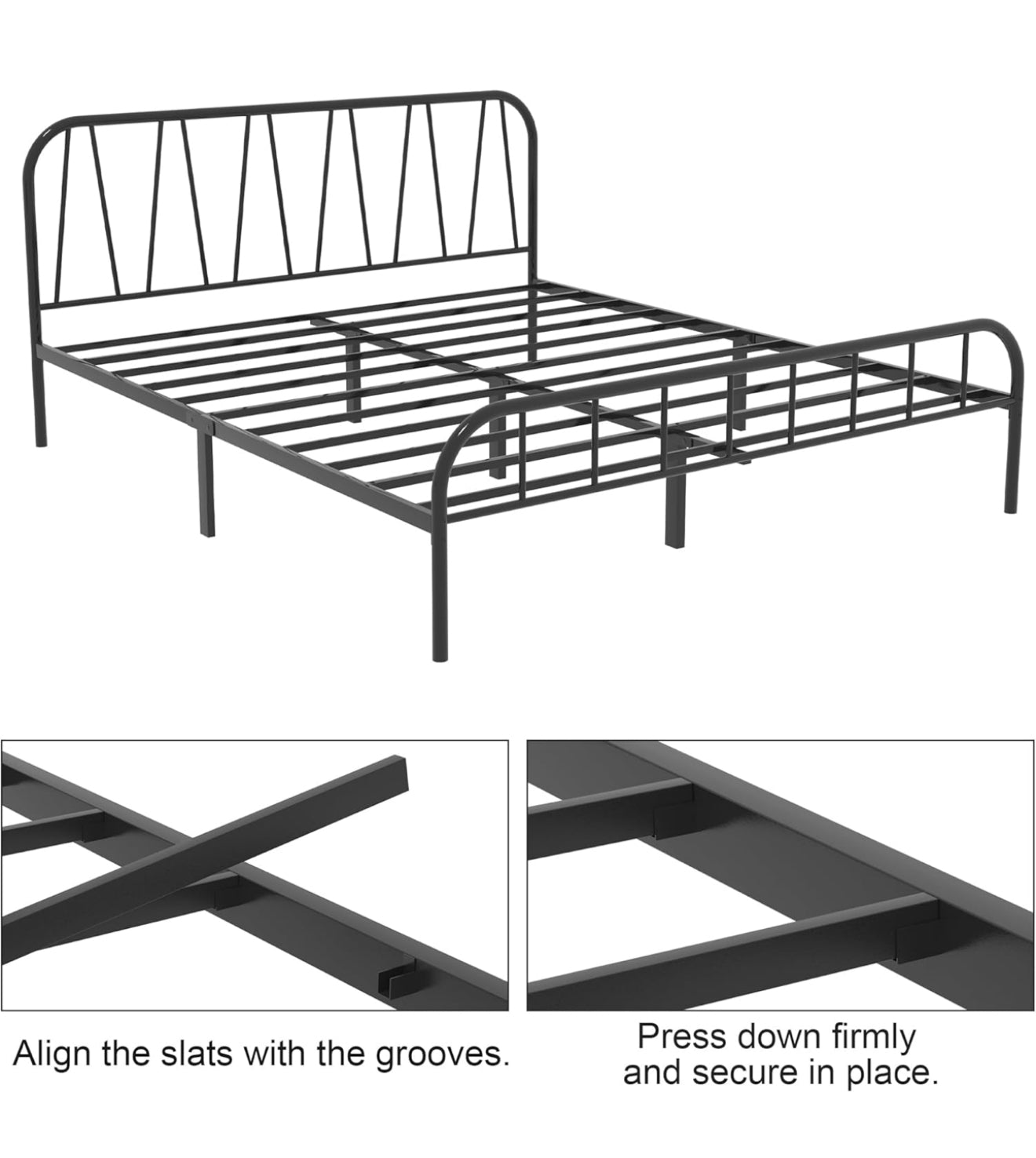 Small Double Bed Frame, Solid Metal Bed Frame