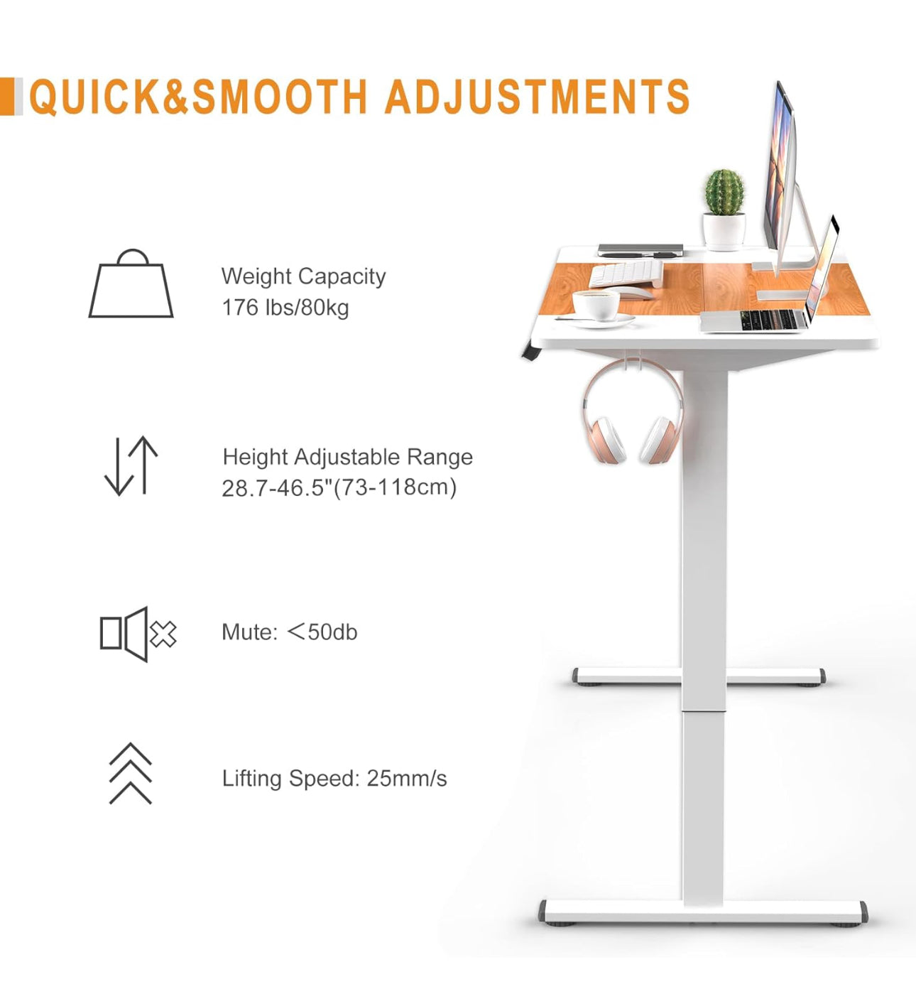 Electric Height Adjustable Standing Desk 140x60cm