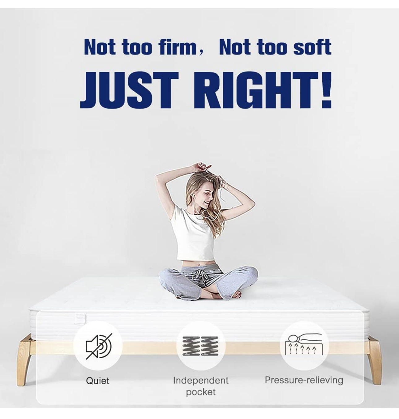 King Size Mattress, 20cm Memory Foam Pocket Sprung Mattress