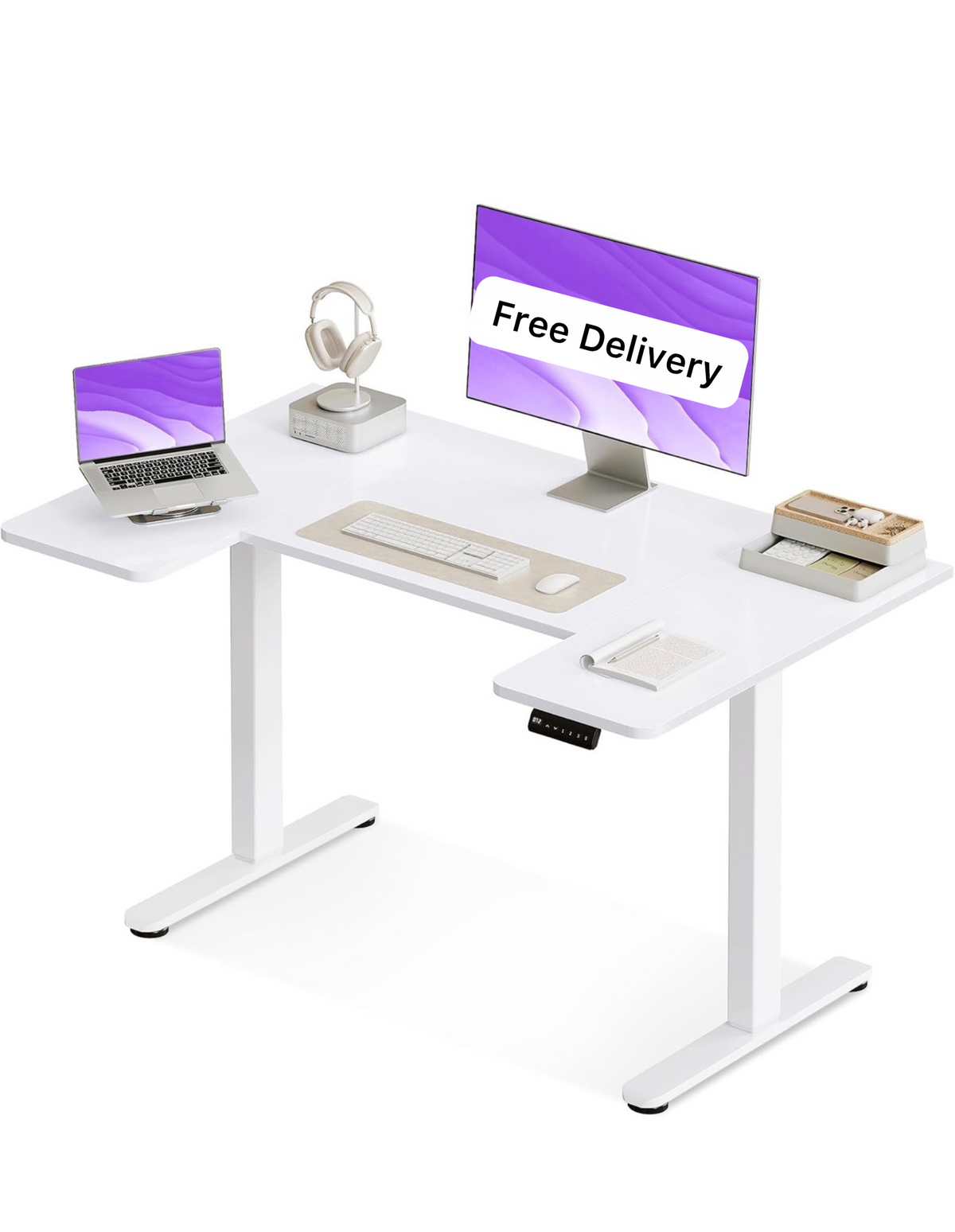 Height Adjustable Desk, U Shaped Standing Desk with 3 Memory Presets
120×70cm Electric Sit Stand Desk, Ergonomic Wrap Around Computer Table, Ultra Quiet Motor for Home Office Living Room,