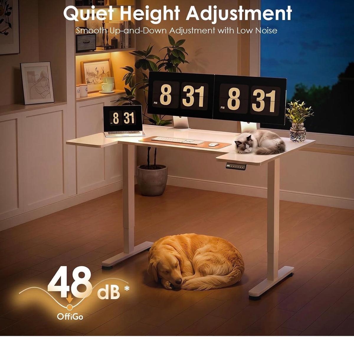 Height Adjustable Desk, U Shaped Standing Desk with 3 Memory Presets
140×70cm Electric Sit Stand Desk, Ergonomic Wrap Around Computer Table, Ultra Quiet Motor for Home Office Living Room, White