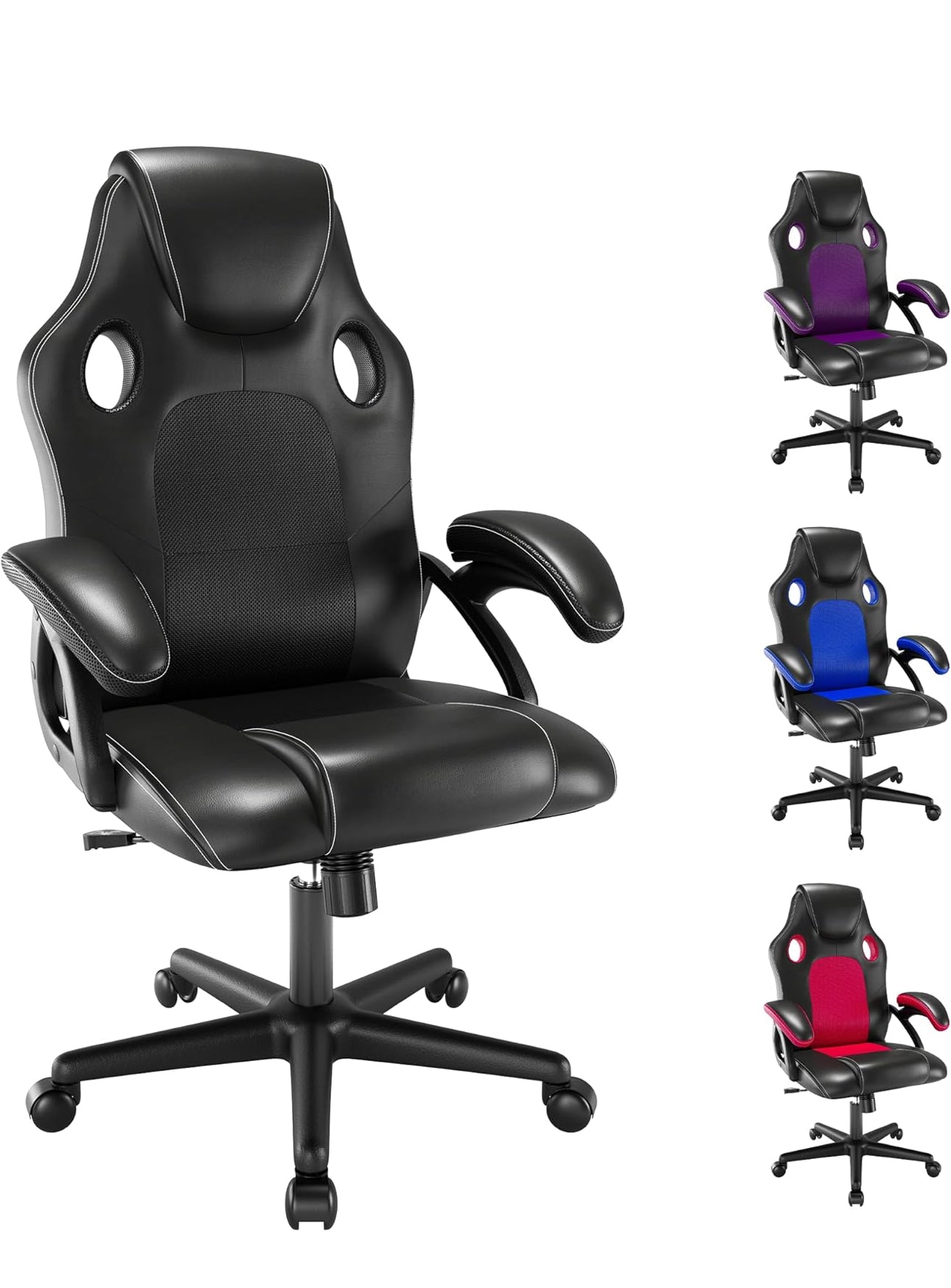 Office chair high back seat with breathable mesh insert padded armrests tilt adjustment durable base