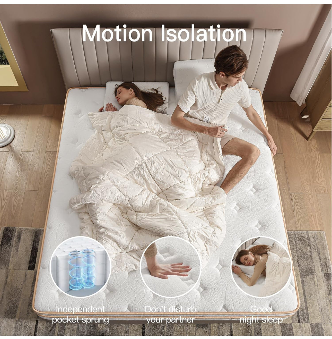 King Mattress, 10 Inch Orthopedic Hybrid Memory Foam King Mattress 5FT, Individually Wrapped Pocket Sprungs