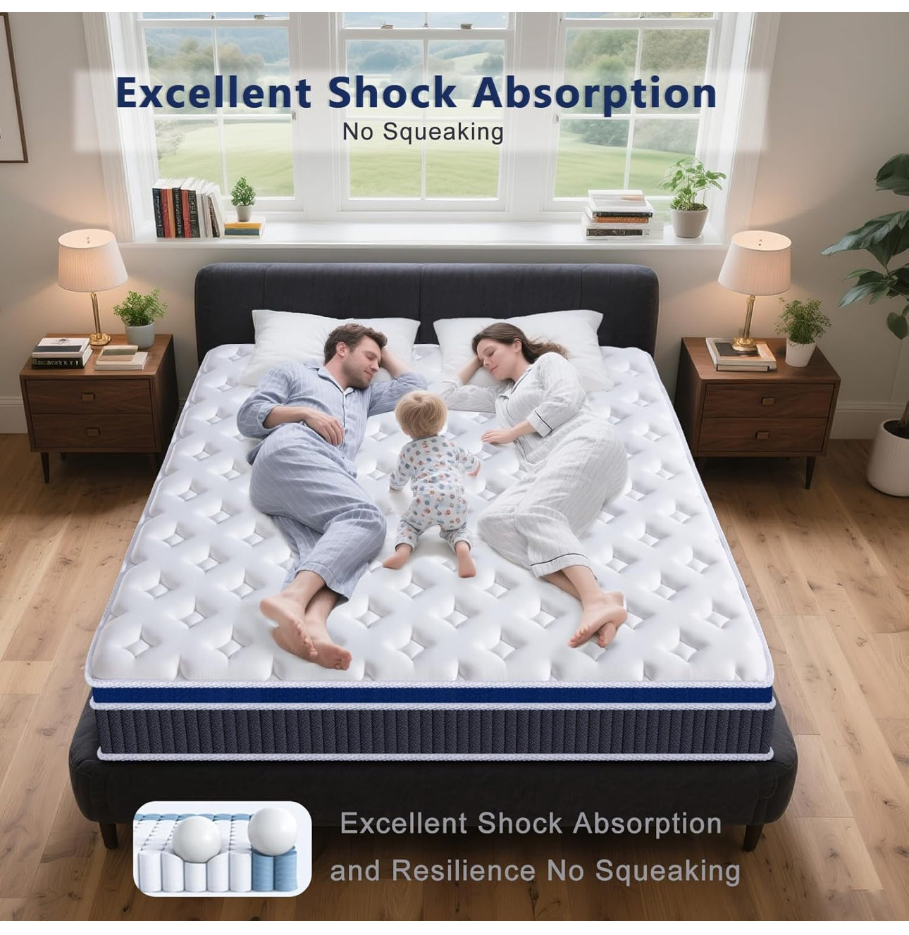 King Size Mattress 10.6 Inch, 5FT 7 Zone Orthopedic Mattress,Skin Friendly Cloth