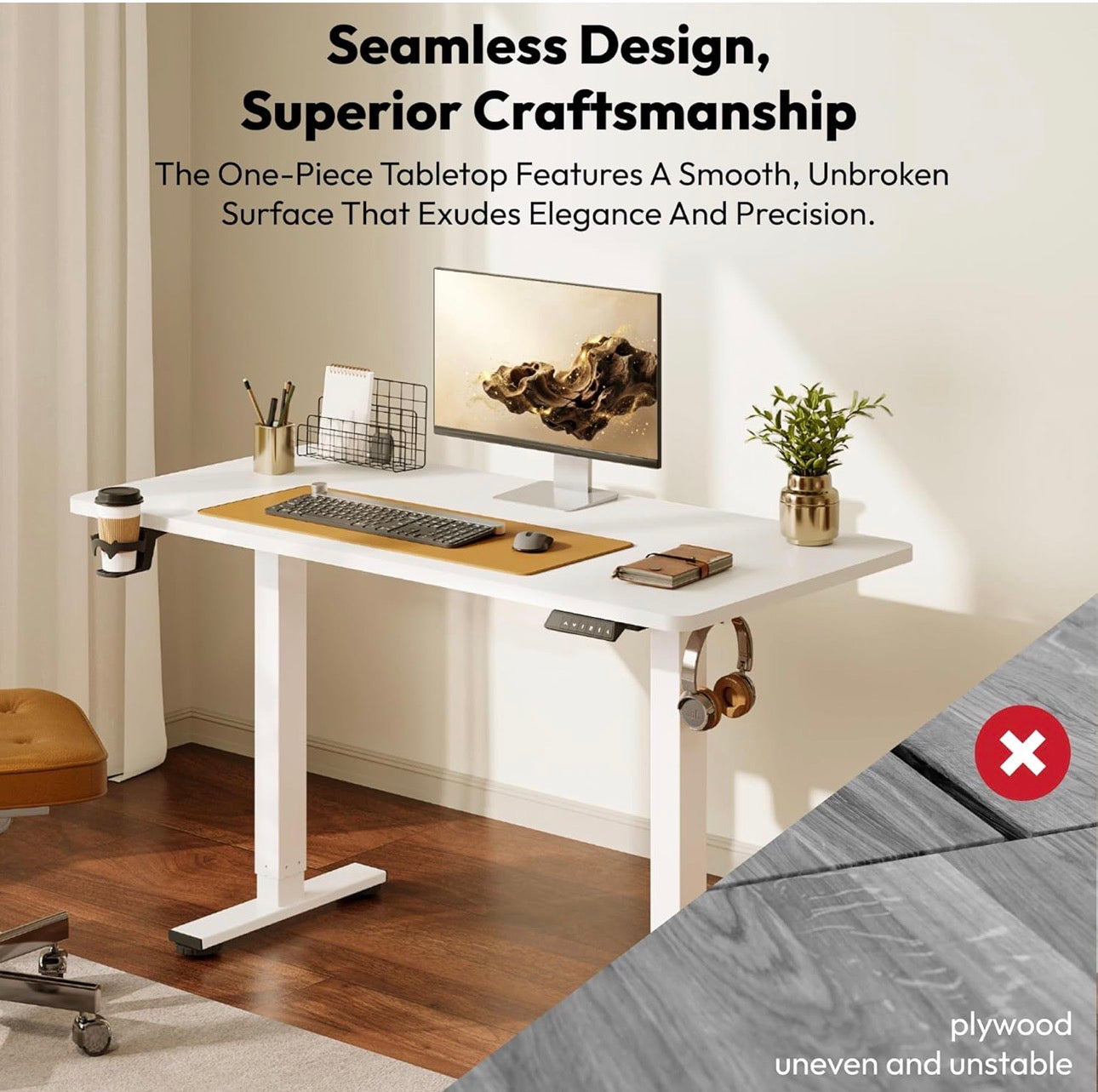 Electric Standing Desk ONE PIECE 110 * 54 Height Adjustable Desk With Memory Smart Panel