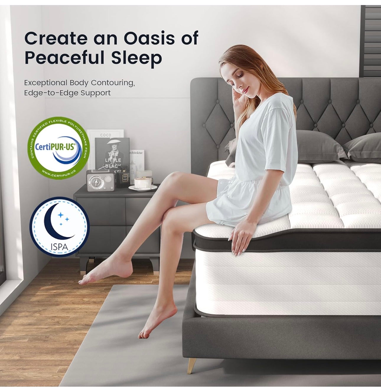 4FT6 Double Mattress, 25cm Pocket Sprung & Memory Foam Hybrid Bed
Medium Firm Hybrid Mattress with 2.0mm Pocket Springs & Cooling Knitted, Orthopaedic Support & Motion Isolation 135*190*25CM