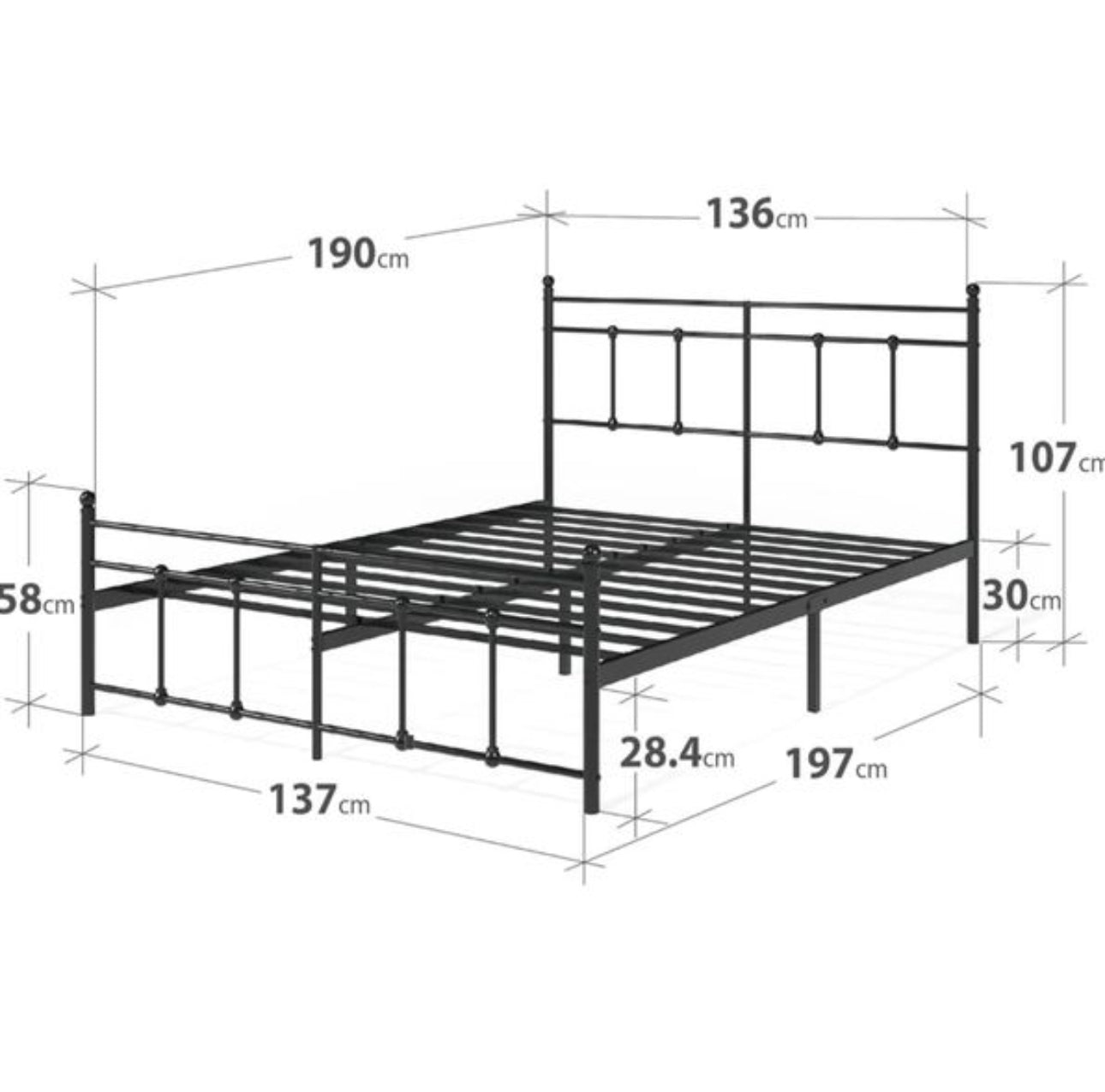 Double Bed frame - Bed 135x190 cm