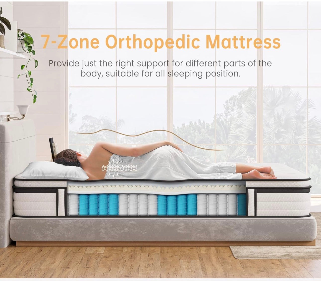 Double Mattress 4FT6, 10.6 Inch Gel Memory Foam Pocket Sprung Orthopedic Mattress Edge Support & Motion