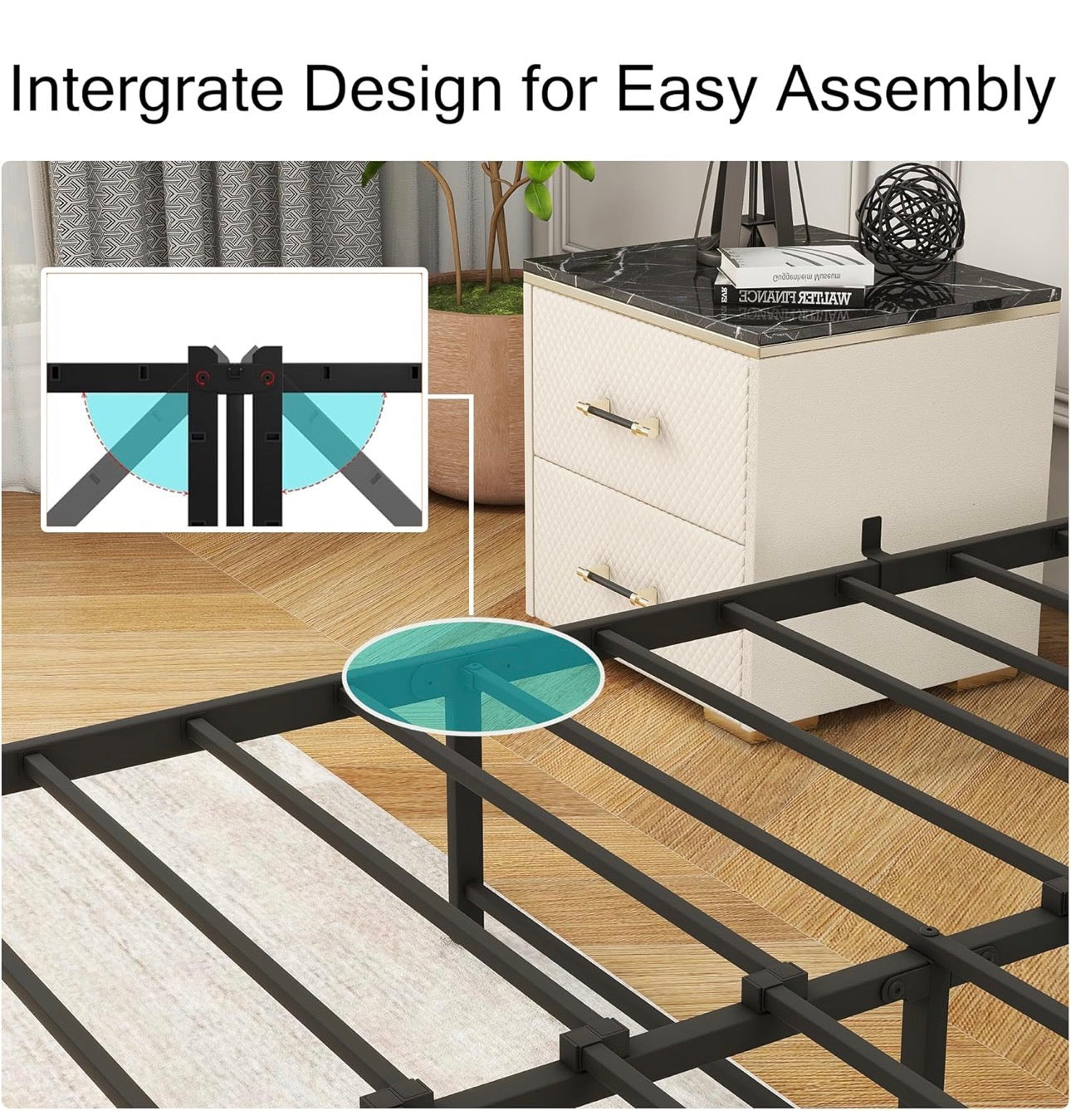 4ft6 Double Size Bed Frame with LED Lighta
