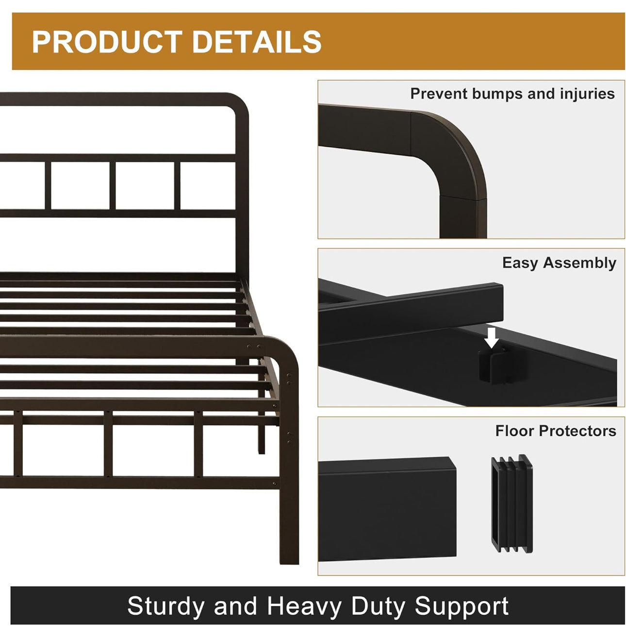 Small Double Bed Frame with Headboard and Footboard 120x190 cm