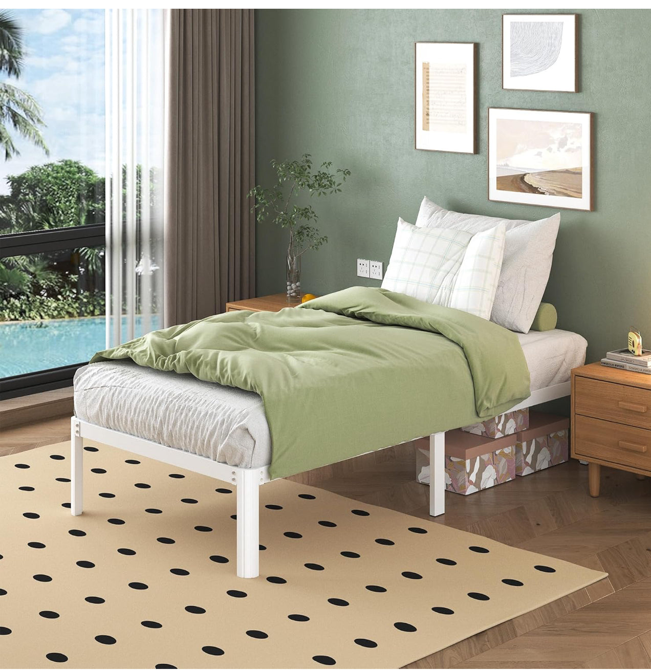 3ft Single Bed Frame with Rounded Corner Legs