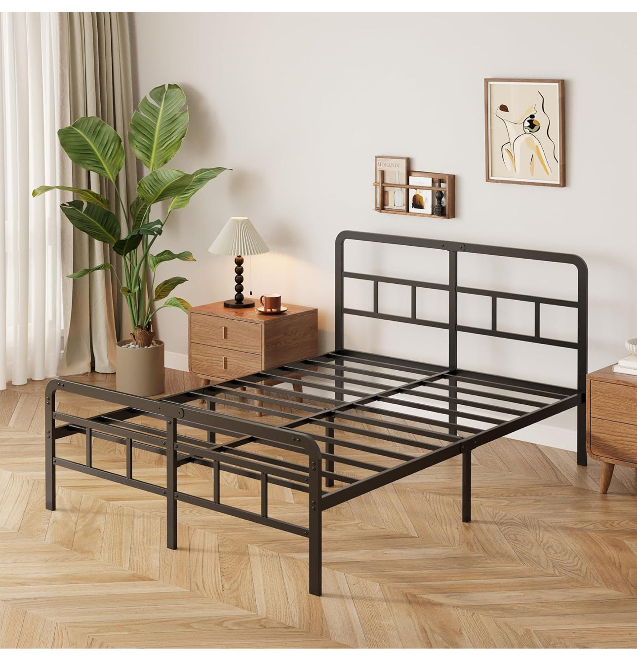 Small Double Bed Frame with Headboard and Footboard 120x190 cm
