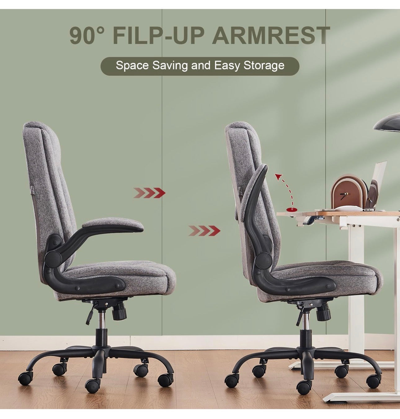 Ergonomic Office Chair Computer Chair Executive Office Chair with Flip Up Armrest High Back