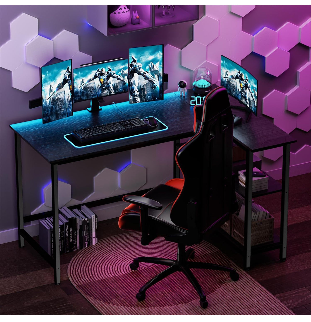 L Shaped Desk, 110x80cm Gaming Computer Desk