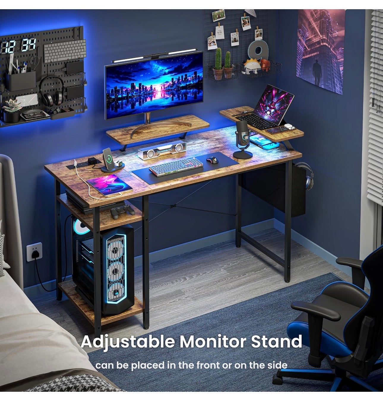 Desk with LED Lights & Power Outlets