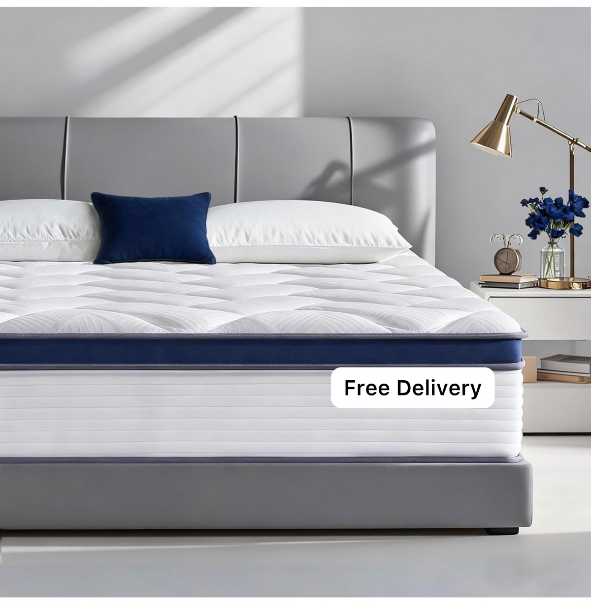 Double Mattress 4FT6, Gel Memory Foam Double Size Mattresses Medium Firm, 10.6 Inch Hybrid Pocket Sprung 135x190 Mattress in A Box for Back Pain Relief