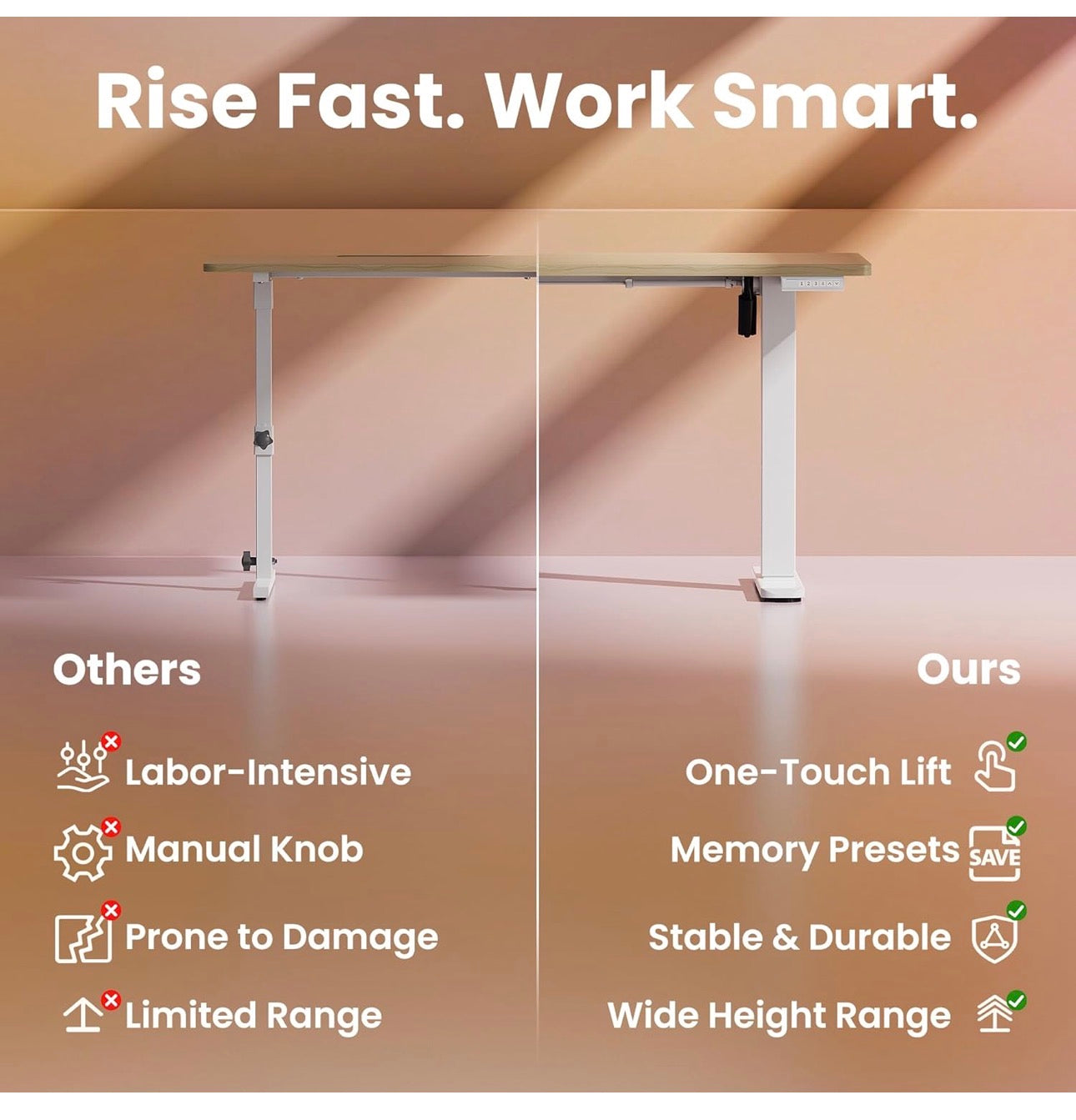 Standing Desk with USB Charging Port, 160 x 80 cm,