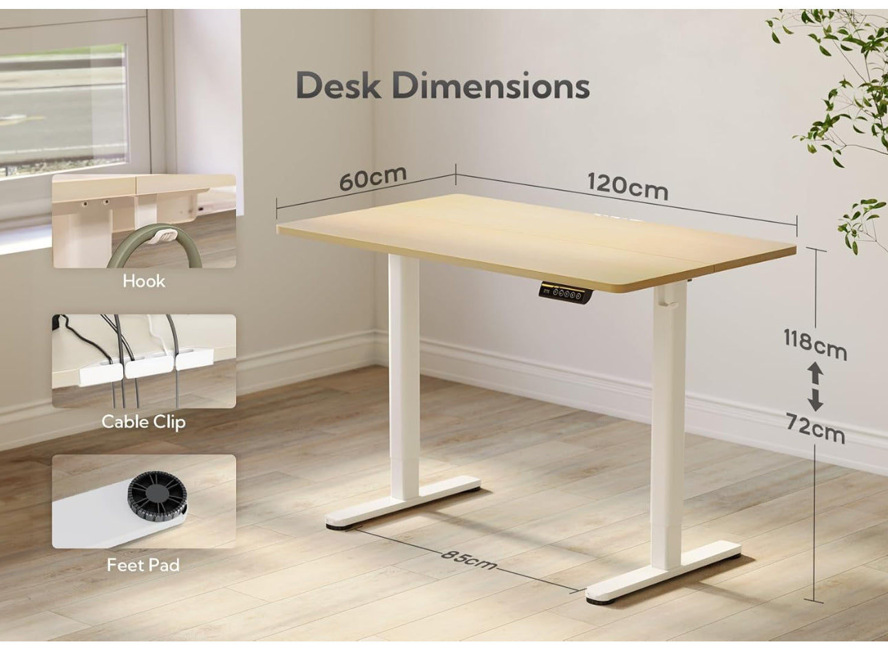 Electric Standing Desk, Adjustable Height Stand