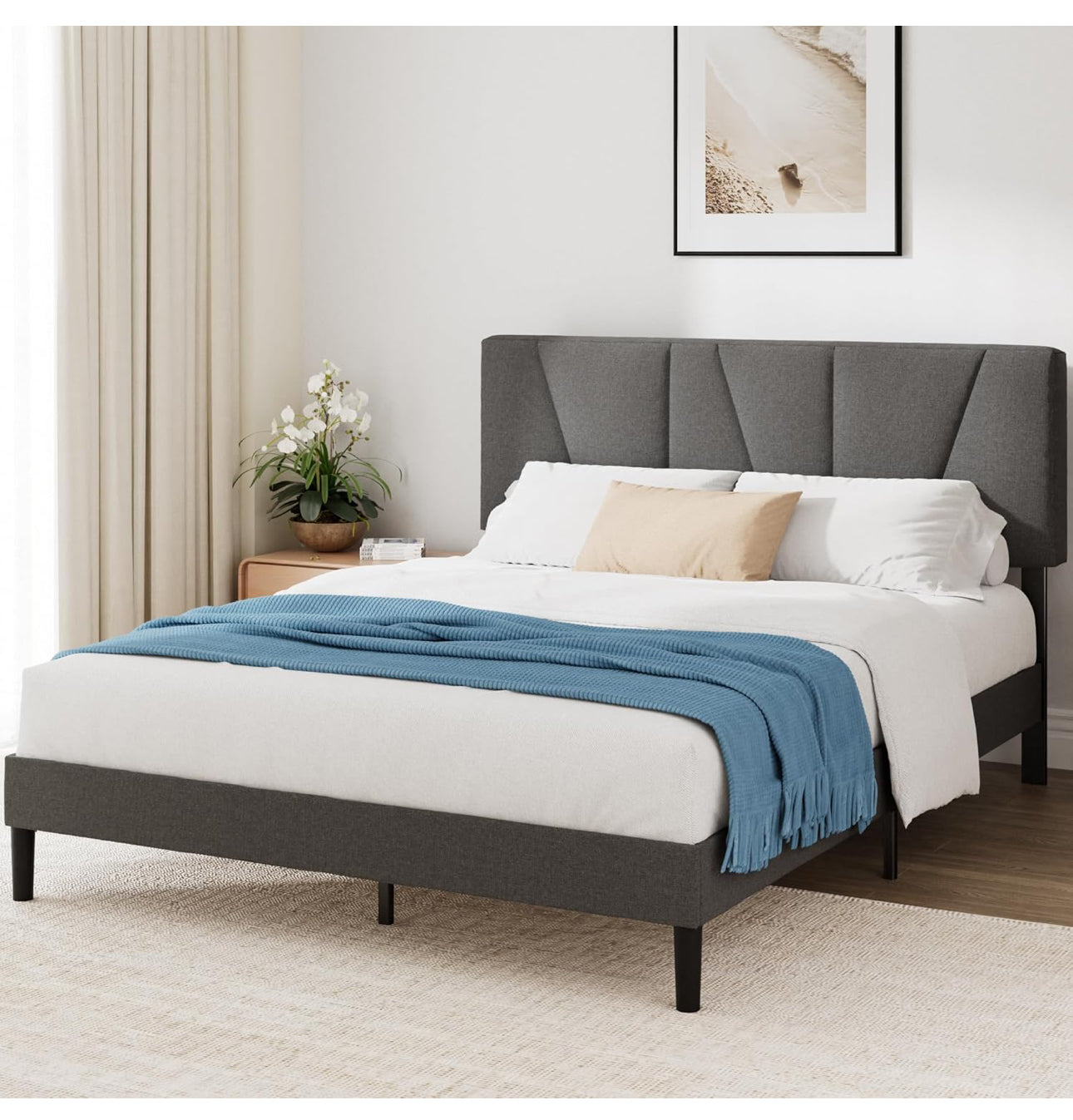 Double Bed Frame – Bed 135 x 190 cm – 30cm Height – Upholstered platform