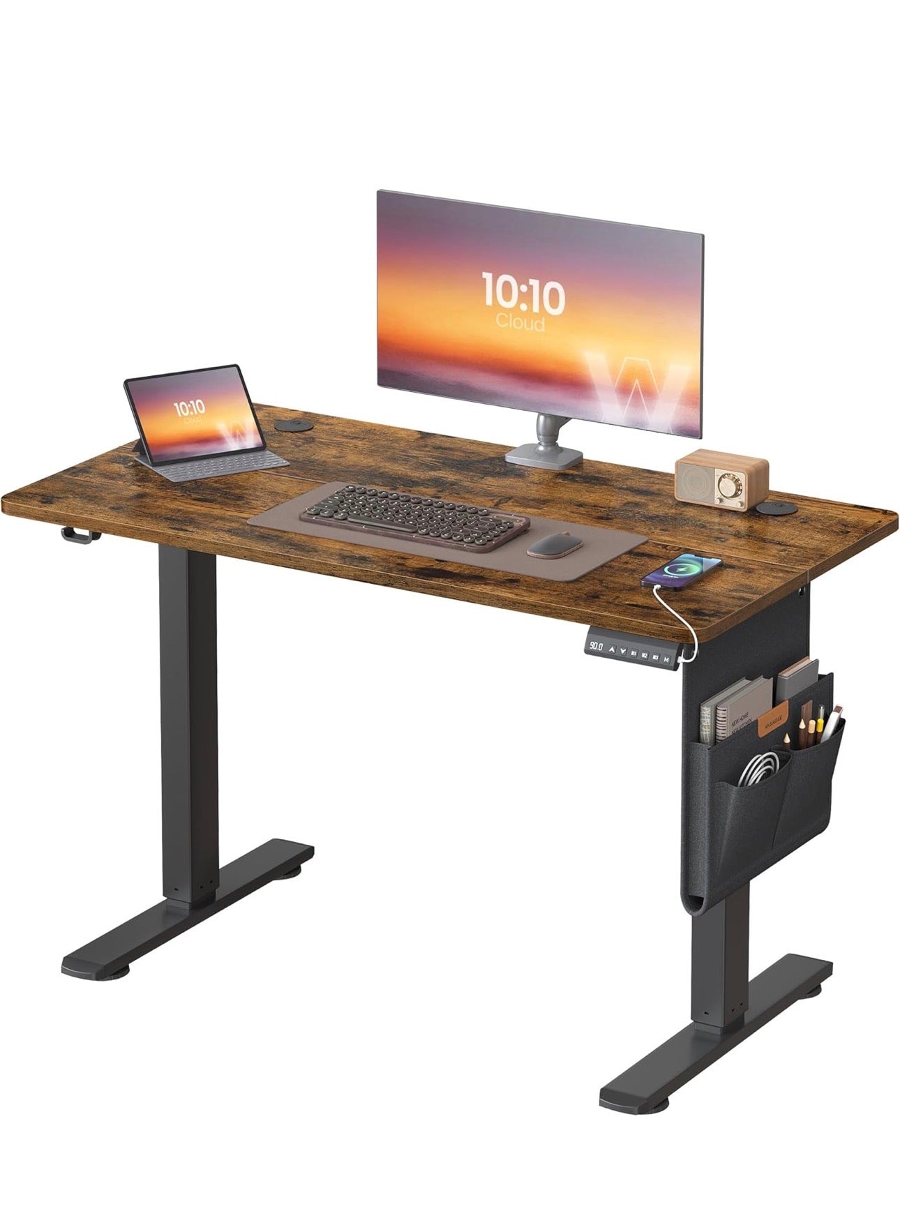 Electric Standing Desk, Height Adjustable Desk, 100 x 60 cm, Continuous Adjustment