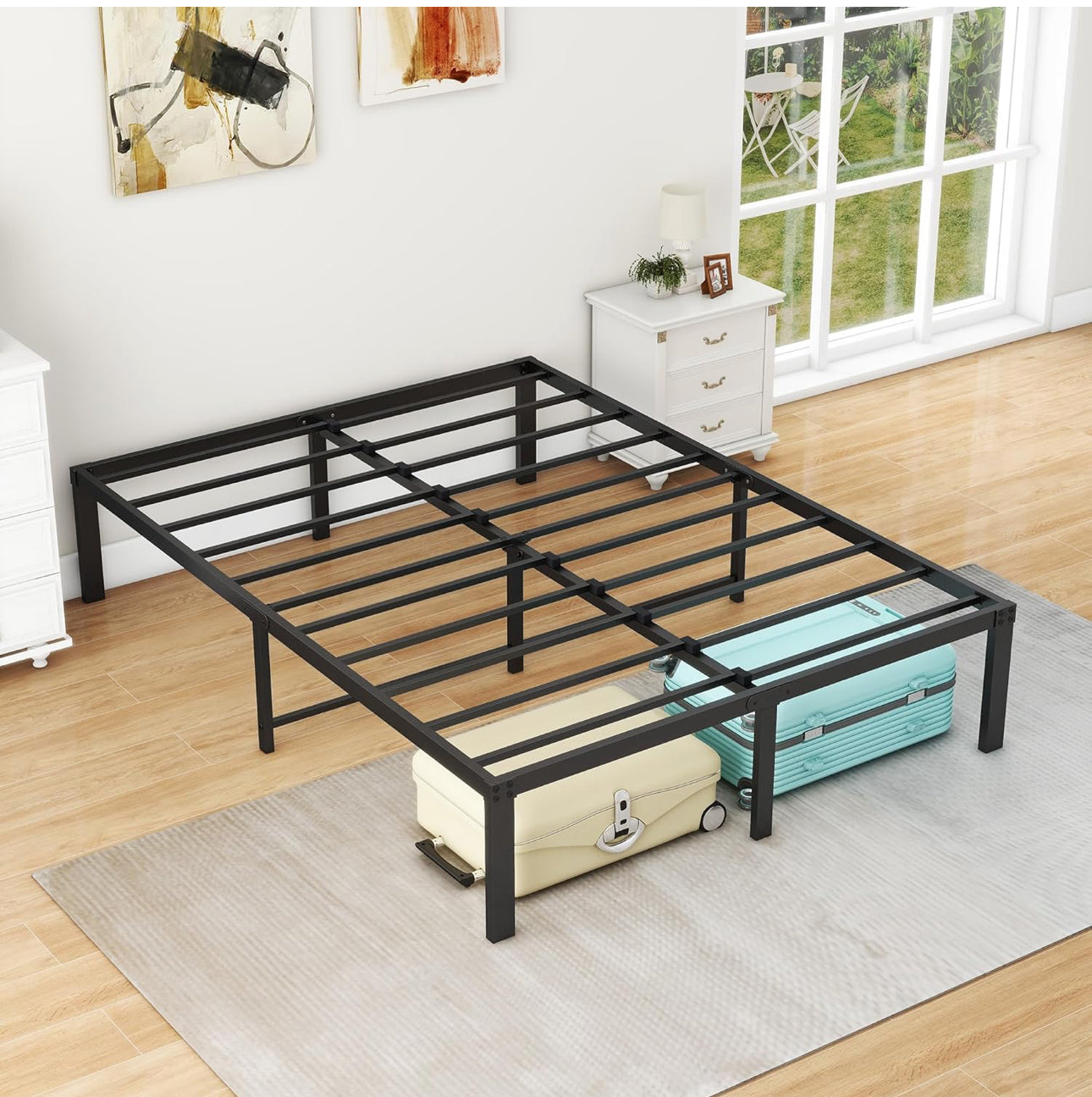 4ft6 Double Bed Frames, 36cm High Metal Platform